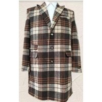 AlbertoNardoniStore Men's Plaid Peacoat - Multicolor Royal Blue Coat