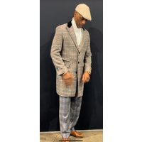 AlbertoNardoniStore Men's Plaid Overcoat - Royal Blue Peacoat — Winter Jacket Men