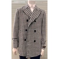 AlbertoNardoniStore Men's Plaid Overcoat Peacoat in Royal Blue