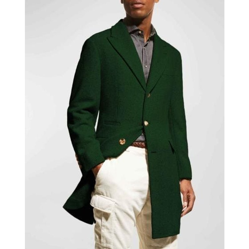 AlbertoNardoniStore Men's Dark Green Three Quarter Carcoat — Winter Jacket Men