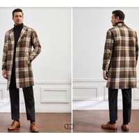 AlbertoNardoniStore Men's Plaid Overcoat - Hunter Green — Winter Jacket Men