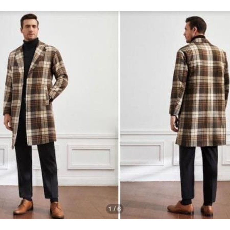 AlbertoNardoniStore Manteau à Carreaux pour Hommes - Vert Chasseur — Veste d'hiver Hommes
