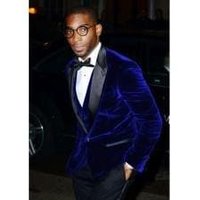 Blazer en Velours pour Hommes - Veste Tuxedo Grande Taille avec Nœud Papillon
