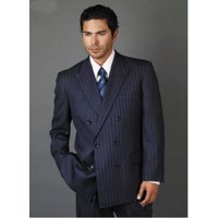 Double Breasted Pinstripe Suit - Dark Navy Blue Men's Suit — Mens Suits & Blazers