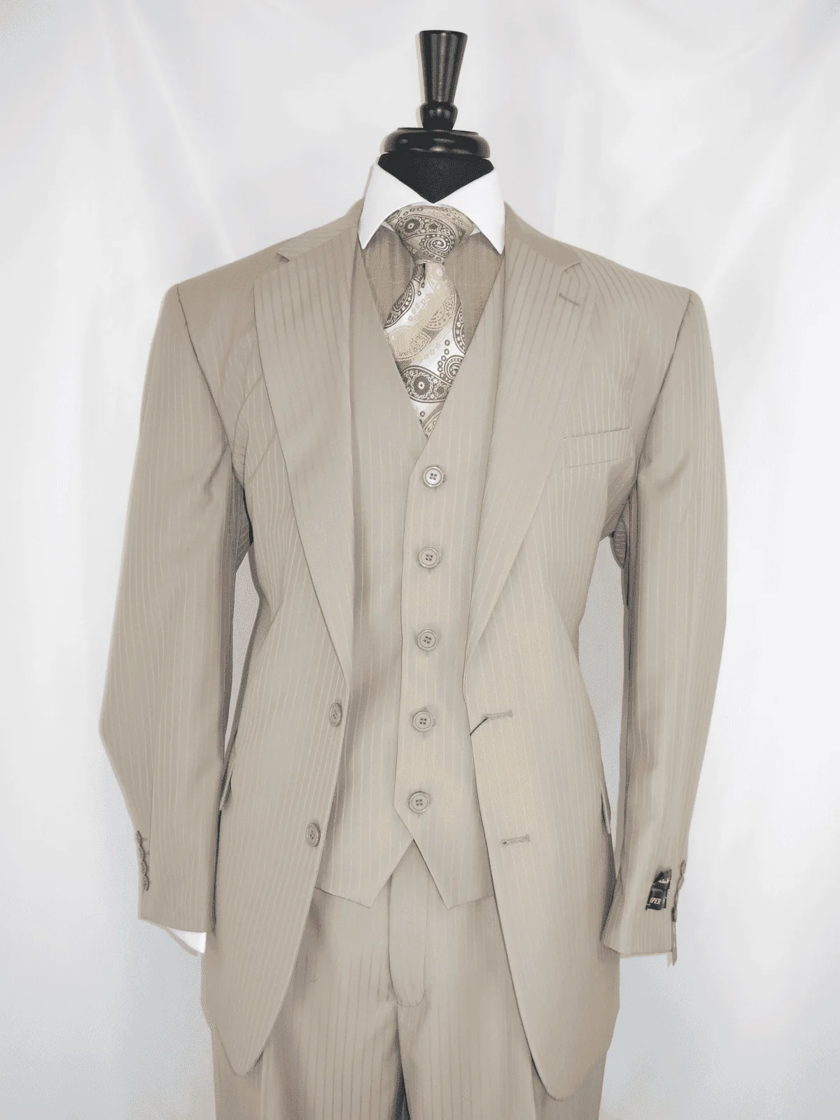 Beige Pinstripe Suit