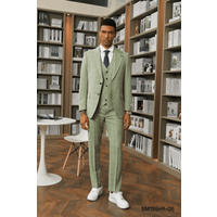 Sage Green Plaid Suit - Light Mint Color