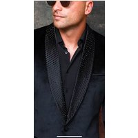 Blazer en Velours Noir pour Hommes avec Revers Noir — Costumes et vestons pour hommes
