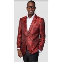 Mens Red Paisley Blazer - Big and Tall Sport Coat