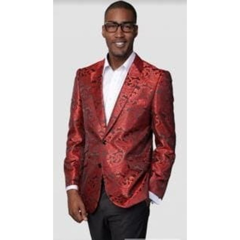 Blazer Paisley Rouge pour Hommes - Veste Sport Grande Taille — Costumes et vestons pour hommes
