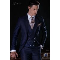 Mens Wide Lapel Suit - Navy Blue