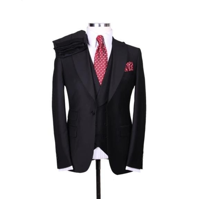 Veste noire style Tom Ford avec grand revers et poche ticket — Costumes et vestons pour hommes