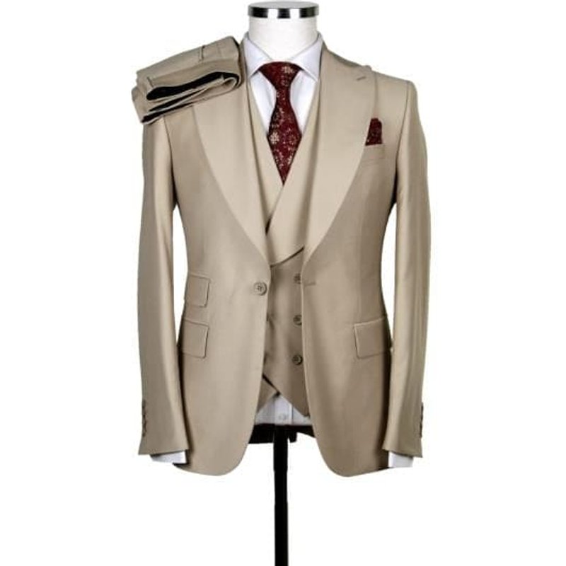 Veste de style Tom Ford avec grand revers et poche ticket en tan — Costumes et vestons pour hommes