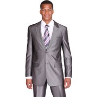 Alberto Nardoni Men's 2 Button Peak Lapel Sharkskin Suit - Grey — Mens Suits & Blazers