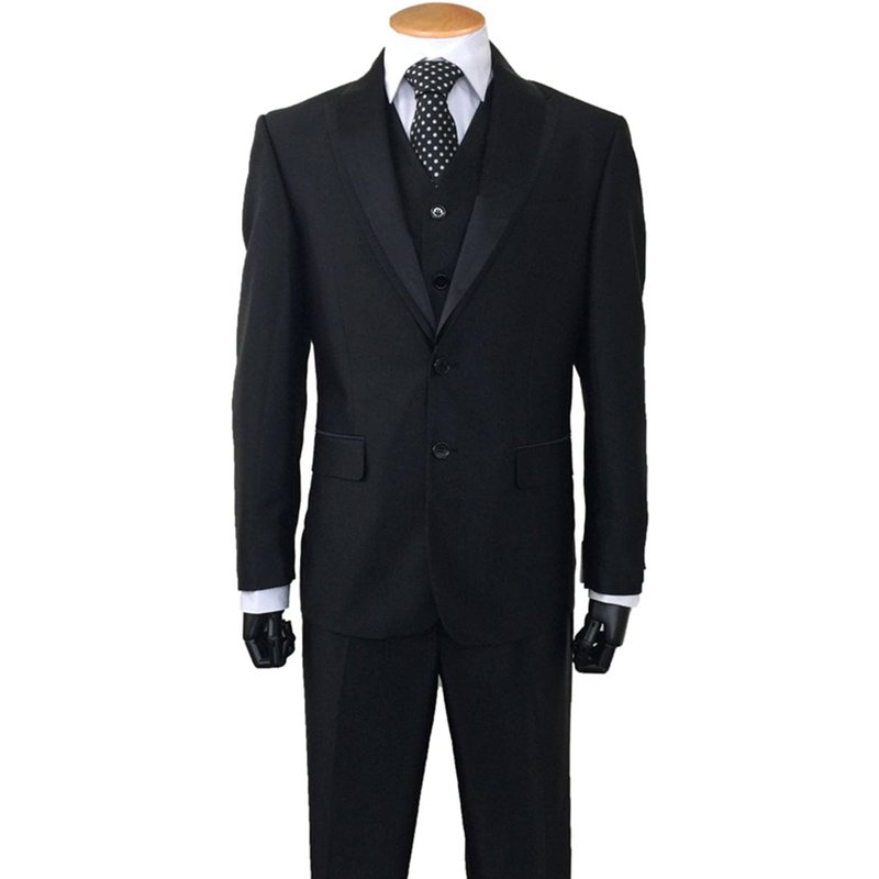 Costume en Sharkskin Gris pour Hommes Tuxedo 2 Boutons avec Châle Satiné — Costumes et vestons pour hommes