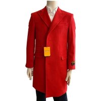 Men's Three Quarter Car Coat in Red — Winter Jacket Men