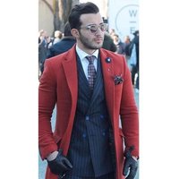 AlbertoNardoniStore Men's Red Wool Car Coat