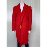 Men's Full Length Cashmere Overcoat - Red Coat — Winter Jacket Men