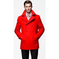 AlbertoNardoniStore Men's Double Breasted Wool Overcoat Red — Winter Jacket Men