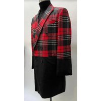 Men's Plaid Overcoat - Houndstooth Checker Pattern - Red