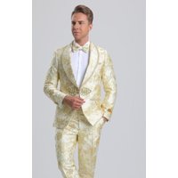 Tuxedo Ivory et Noir pour Hommes avec Détails Dorés — Costumes et vestons pour hommes