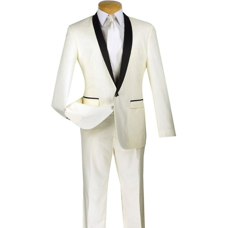 Tuxedo Châle Ivoire et Noir — Costumes et vestons pour hommes