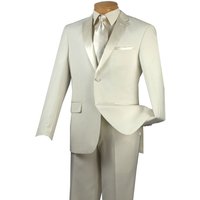 Ivory and Black Classic Notch Tuxedo — Mens Suits & Blazers