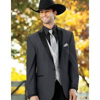 Mens 1 Button Peak Lapel Grey Cowboy Suit — Mens Suits & Blazers