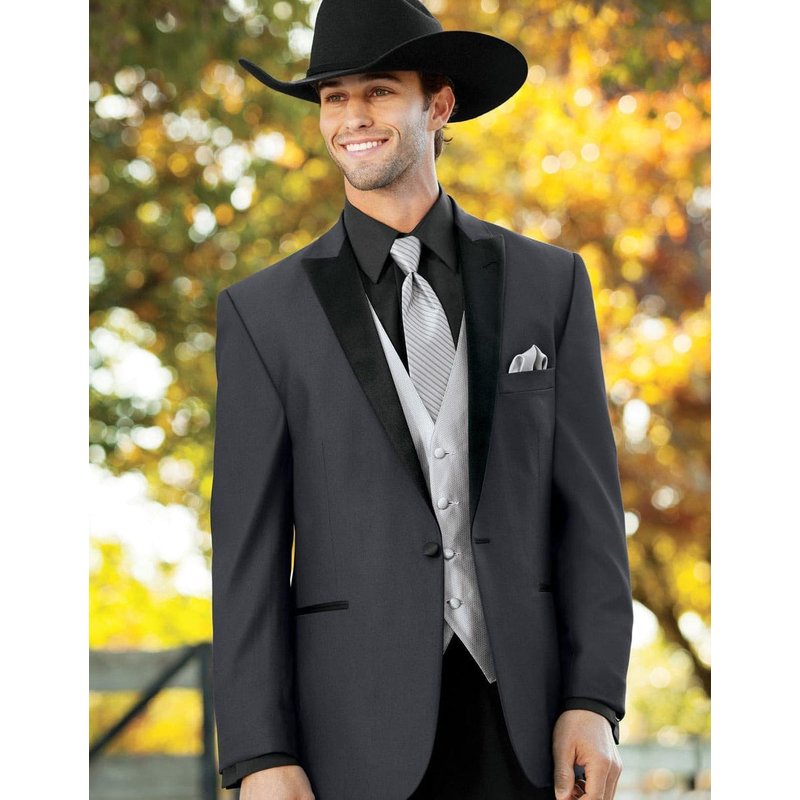 Costume Cowboy Gris à Revers Pointu pour Hommes — Costumes et vestons pour hommes