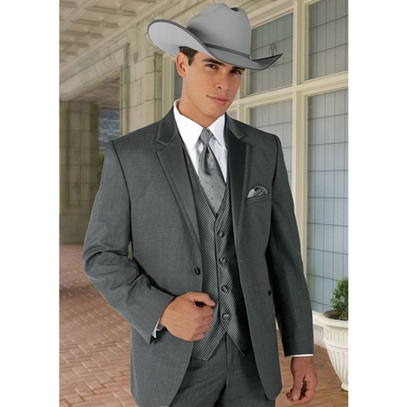 Grey Cowboy Tuxedo - 2 Button Trim for Men
