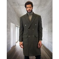 AlbertoNardoniStore Men's Double Breasted Wool Overcoat 'Olve