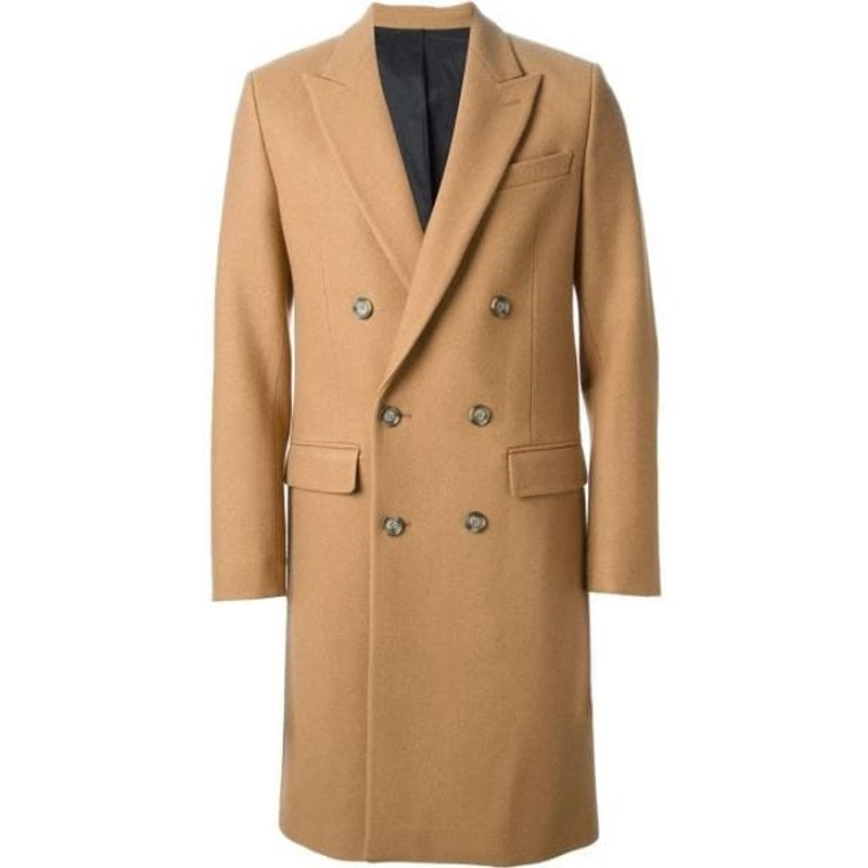 Manteau en Laine Double Boutonné pour Homme Camel Khaki — Veste d'hiver Hommes