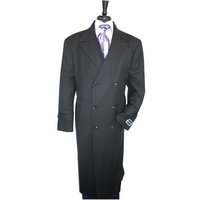 AlbertoNardoniStore Men's Double Breasted Overcoat in Jet Black