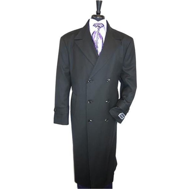 AlbertoNardoniStore Men's Double Breasted Overcoat in Jet Black — Winter Jacket Men
