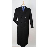 AlbertoNardoniStore Men's Double Breasted Overcoat in Black