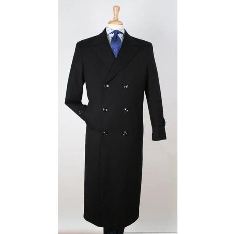 AlbertoNardoniStore Men's Double Breasted Overcoat in Black — Winter Jacket Men
