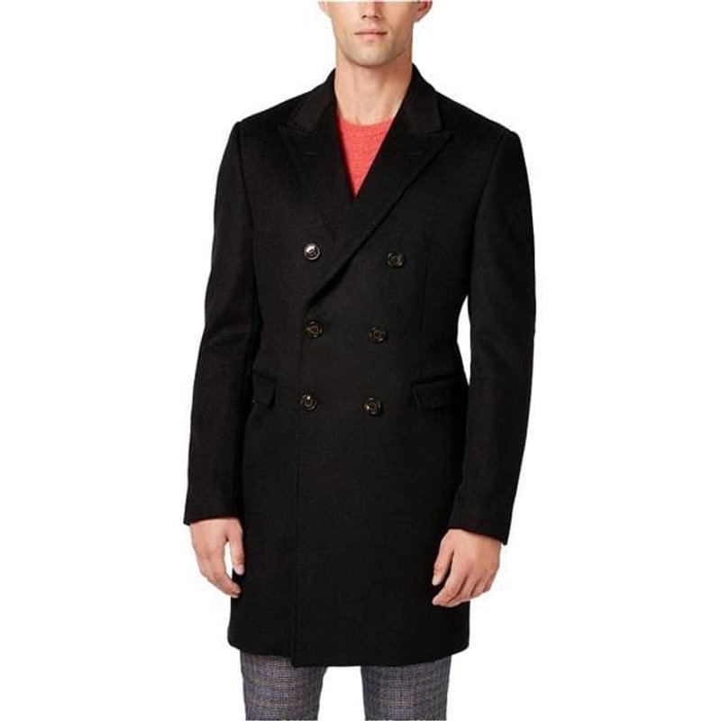 AlbertoNardoniStore Men's Double Breasted Overcoat in Black — Winter Jacket Men