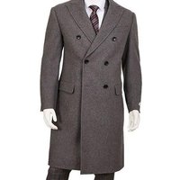 AlbertoNardoniStore Men's Double Breasted Wool Overcoat