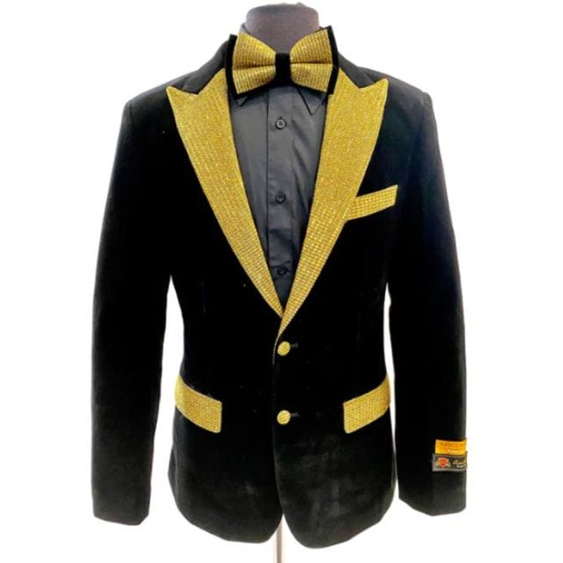 Gold and Black Suit Jacket for Formal Events — Mens Suits & Blazers