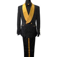 Veste Double Boutonnage Slim Fit Noir et Or par AlbertoNardoniStore
