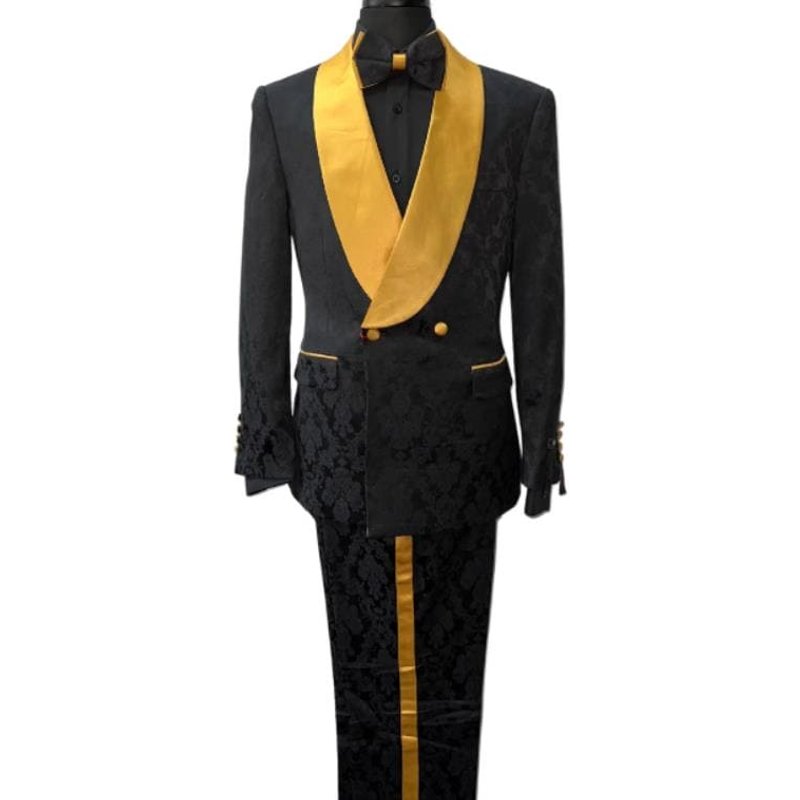 Veste Double Boutonnage Slim Fit Noir et Or par AlbertoNardoniStore — Costumes et vestons pour hommes