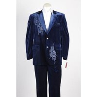 Alberto Nardoni Men's 2 Button Midnight Blue Velvet Suit Jacket — Mens Suits & Blazers
