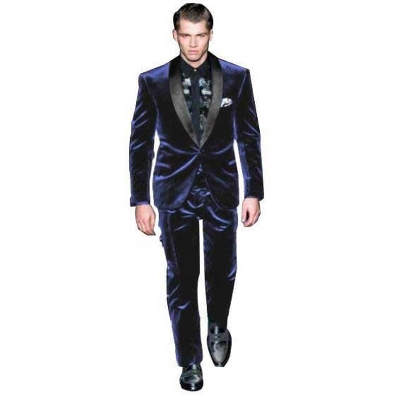 Costume de velours bleu marine à un bouton pour hommes — Costumes et vestons pour hommes