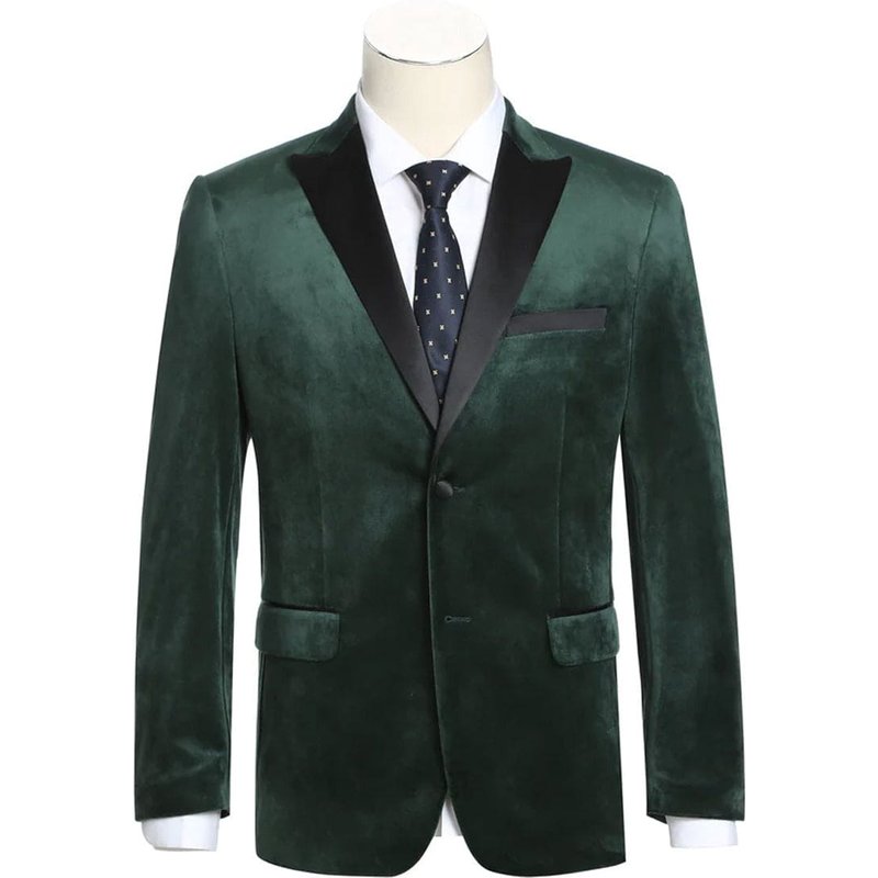 Veste de Tuxedo en Velours pour Hommes Vert Chasseur Foncé — Costumes et vestons pour hommes