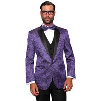 Veste de dîner en tuxedo floral pour homme, violet avec revers noir — Costumes et vestons pour hommes