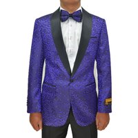 Men's Swirl and Diamond Pattern Tuxedo Jacket in Navy and Black — Mens Suits & Blazers