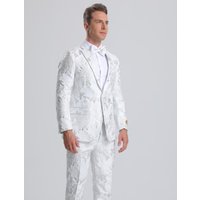 Tuxedo Floral Paisley Blanc et Argent pour Homme