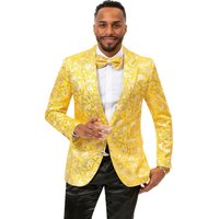 Blazer Tuxedo à Revers Paisley pour Hommes en Or Jaune