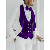 Tuxedo floral en paisley violet, blanc et argent pour homme