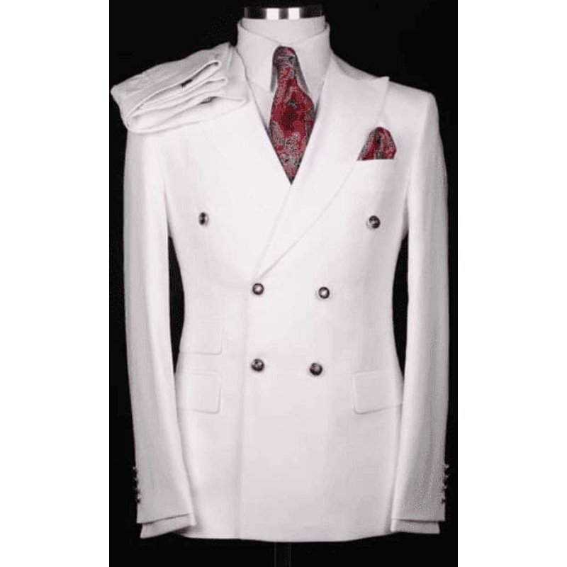 Costume blanc double poitrine — Costumes et vestons pour hommes