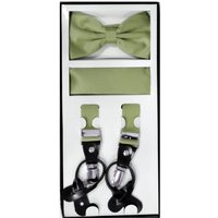 Ensemble de bretelles skinny avec nœud papillon et pochette en vert sauge